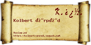 Kolbert Árpád névjegykártya