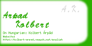 arpad kolbert business card