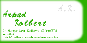 arpad kolbert business card